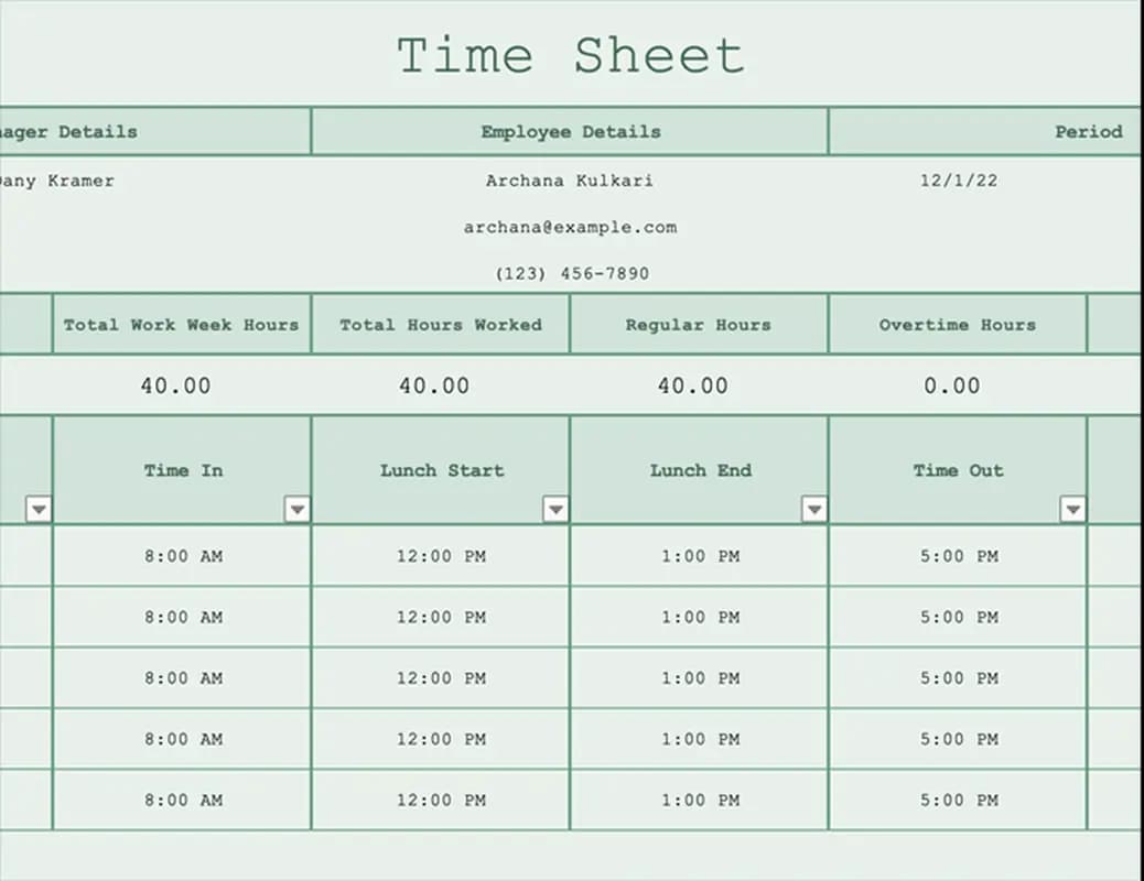 Timesheet Worksheet